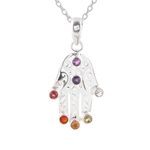 Multi-gemstone pendant necklace, 'Hamsa Chakra' - Multi-Gemstone Hamsa Chakra Pendant Necklace from India