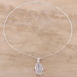 Multi-gemstone pendant necklace, 'Hamsa Chakra' - Multi-Gemstone Hamsa Chakra Pendant Necklace from India