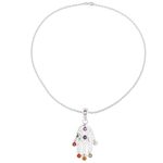 Multi-gemstone pendant necklace, 'Hamsa Chakra' - Multi-Gemstone Hamsa Chakra Pendant Necklace from India