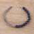 Lapis lazuli beaded macrame bracelet, 'Blue Style' - Lapis Lazuli Beaded Macrame Bracelet from India