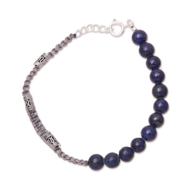 Lapis Lazuli Beaded Macrame Bracelet from India