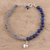 Lapis lazuli beaded macrame bracelet, 'Pretty Heart' - Lapis Lazuli Beaded Macrame Heart Bracelet from India (image 2) thumbail