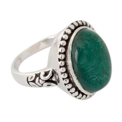 Quartz cocktail ring, 'Wonderful Forest' - Green Quartz Single-Stone Cocktail Ring from India