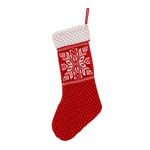 Knit stocking, 'Snowflake Charm' - Snowflake Pattern Knit Stocking in Poppy from India