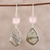 Labradorite and rose quartz dangle earrings, 'Aurora Sophistication' - Labradorite and Rose Quartz Dangle Earrings from India (image 2) thumbail