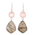 Labradorite and rose quartz dangle earrings, 'Aurora Sophistication' - Labradorite and Rose Quartz Dangle Earrings from India thumbail