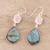 Labradorite and rose quartz dangle earrings, 'Aurora Sophistication' - Labradorite and Rose Quartz Dangle Earrings from India (image 2b) thumbail