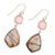 Labradorite and rose quartz dangle earrings, 'Aurora Sophistication' - Labradorite and Rose Quartz Dangle Earrings from India (image 2c) thumbail
