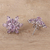 Rhodium plated amethyst button earrings, 'Purple Burst' - 13.5-Carat Rhodium Plated Amethyst Button Earrings (image 2b) thumbail