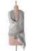 Cotton shawl, 'Beautiful Grey' - Patterned Cotton Shawl in Grey from India