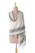 Cotton shawl, 'Classic Design' - Ivory and Black Cotton Shawl Crafted in India