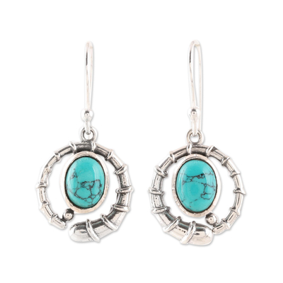 Sterling silver and composite turquoise dangle earrings, 'Coiled Beauty' - Sterling Silver and Composite Turquoise Dangle Earrings