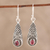 Garnet dangle earrings, 'Regal Drops' - Patterned Garnet Dangle Earrings from India (image 2) thumbail