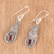 Garnet dangle earrings, 'Regal Drops' - Patterned Garnet Dangle Earrings from India (image 2b) thumbail