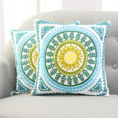 Cotton cushion covers, Mandala Glory (pair)