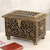 Mango wood jewelry box, 'Classic Beauty' - Handmade Mango Wood Jewelry Box from India
