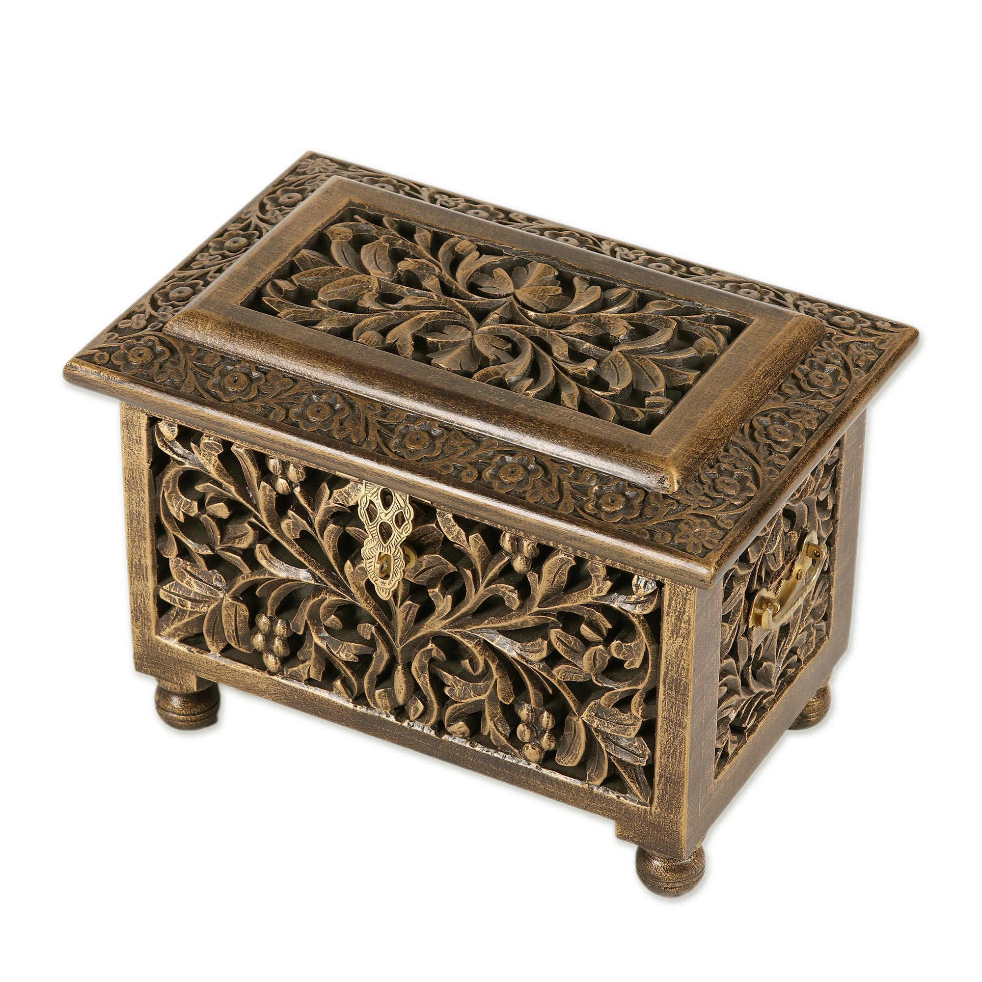 Handmade Mango Wood Jewelry Box from India - Classic Beauty  NOVICA