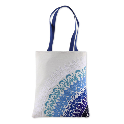 Embroidered Mandala Motif Cotton Tote from India