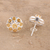 Citrine button earrings, 'Glittering Shields' - Citrine Button Earrings Crafted in India