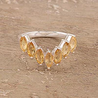 Citrine band ring, 'Golden Array'