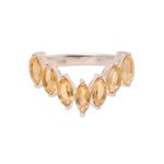 Citrine band ring, 'Golden Array' - 2-Carat Citrine Band Ring from India