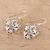 Sterling silver dangle earrings, 'Floral Triad' - Floral Sterling Silver Dangle Earrings from India