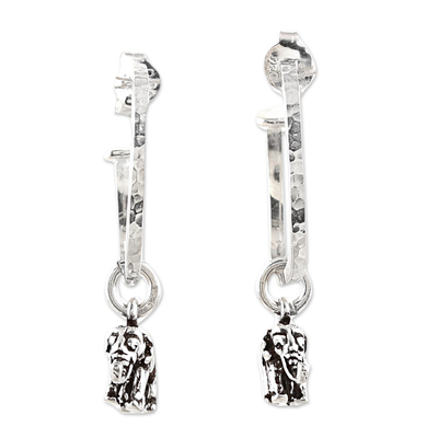 Sterling Silver Elephant Dangle Earrings from India