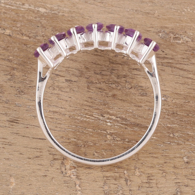 Amethyst band ring, 'Lilac Array' - 2-Carat Amethyst Band Ring from India