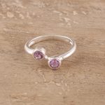 Amethyst band ring, 'Duality' - Faceted Amethyst Band Ring Crafted in India