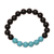Onyx and reconstituted turquoise beaded stretch bracelet, 'Gleaming Union' - Onyx and Reconstituted Turquoise Beaded Stretch Bracelet