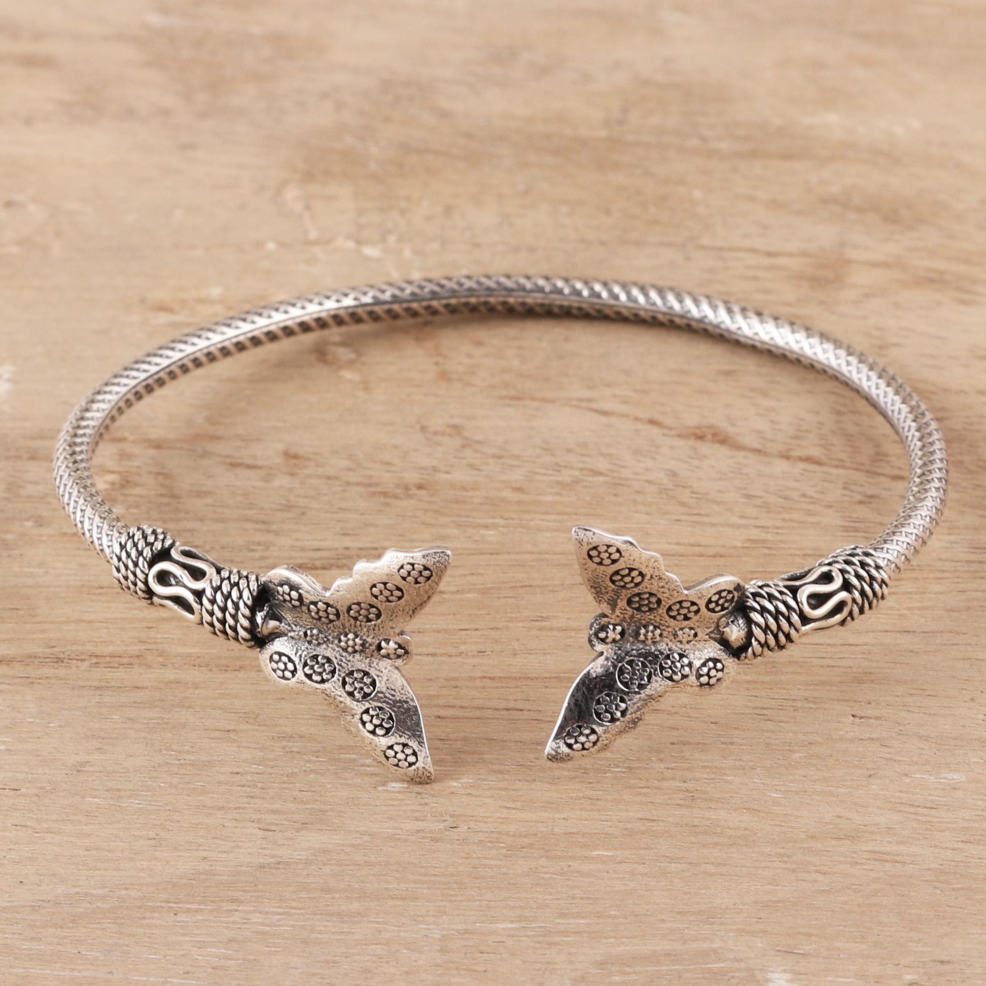 Sterling Silver Butterfly Cuff Bracelet from India Butterfly Fantasy NOVICA