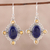 Lapis lazuli and citrine dangle earrings, 'Royal Frame' - Lapis Lazuli and Citrine Dangle Earrings from India