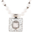 Multi-gemstone beaded pendant necklace, 'Royal Square' - Multi-Gemstone Beaded Pendant Necklace from India