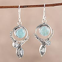 Blue topaz and larimar dangle earrings, 'Eternal Blue' - Blue Topaz and Larimar Dangle Earrings from India