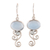 Chalcedony and blue topaz dangle earrings, 'Oval Tendrils' - Chalcedony and Blue Topaz Dangle Earrings from India