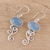 Chalcedony and blue topaz dangle earrings, 'Oval Tendrils' - Chalcedony and Blue Topaz Dangle Earrings from India