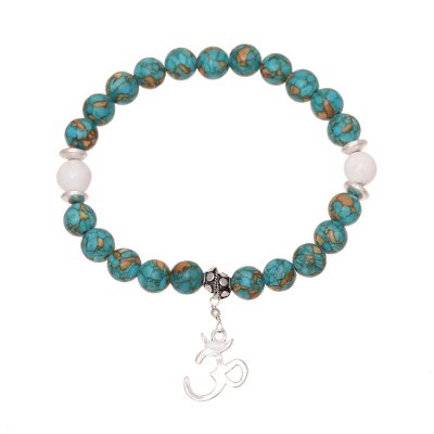 Howlite and Composite Turquoise Om Bracelet from India
