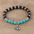 Onyx and composite turquoise beaded stretch bracelet, 'Harmonious Beauty' - Onyx and Composite Turquoise Elephant Bracelet from India (image 2b) thumbail
