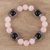 Rose quartz and onyx beaded stretch bracelet, 'Gemstone Glee' - Rose Quartz and Onyx Beaded Stretch Bracelet (image 2) thumbail