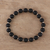 Onyx beaded stretch bracelet, 'Calm Midnight' - Black Onyx Beaded Stretch Bracelet from India (image 2) thumbail