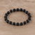 Onyx beaded stretch bracelet, 'Calm Midnight' - Black Onyx Beaded Stretch Bracelet from India (image 2b) thumbail
