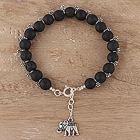 Featured review for Sterling silver and lava stone beaded bracelet, Ancient Garden