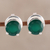 Onyx stud earrings, 'Beneath the Moon' - Sparkling Green Onyx Stud Earrings from India thumbail