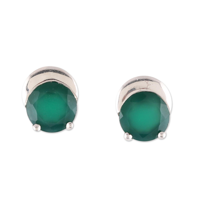 Sparkling Green Onyx Stud Earrings from India