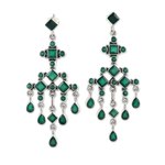 Onyx chandelier earrings, 'Gemstone Fountain' - Green Onyx Chandelier Earrings from India