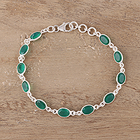Green Onyx Tennis Bracelet from India,'Romantic Green'