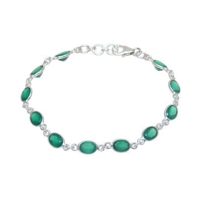 Onyx tennis bracelet, 'Romantic Green' - Green Onyx Tennis Bracelet from India