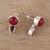 Carnelian and garnet dangle earrings, 'Flirty Moons' - Carnelian and Garnet Dangle Earrings from India