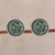 Drusy quartz stud earrings, 'Round Green' - Green Drusy Quartz Stud Earrings from India