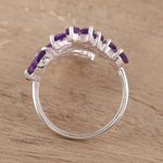 Amethyst wrap ring, 'Lavender Leaves' - 5-Carat Amethyst Wrap Ring Crafted in India